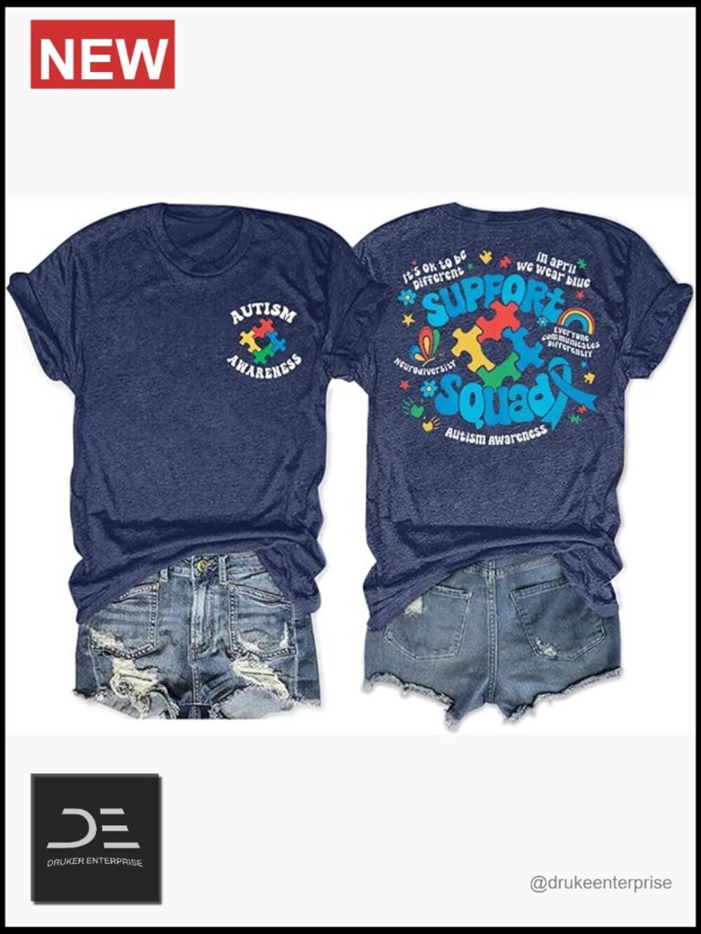 Autism Awareness Tee, Cotton Blend, Short Sleeve Crew Neck T-Shirt